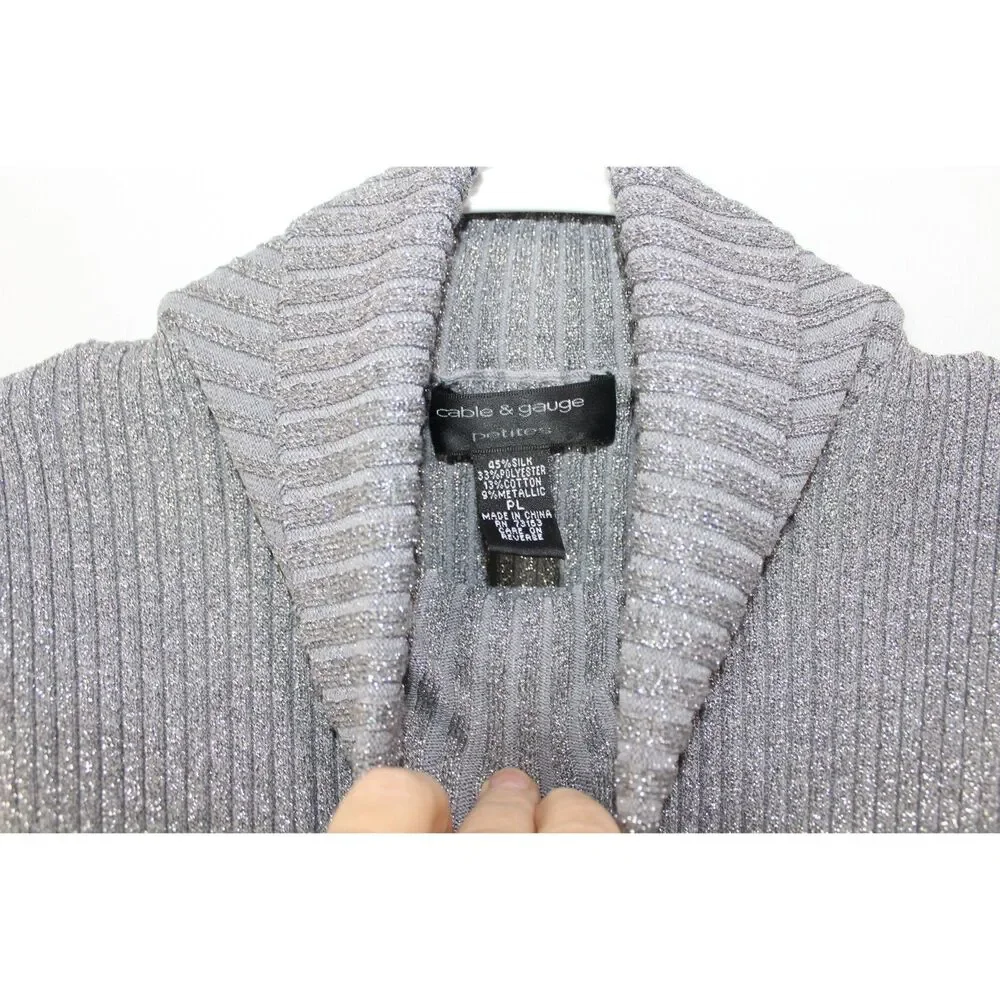 Cable and Gauge Grey/Silver Ribbed Turtleneck tank‎ PL